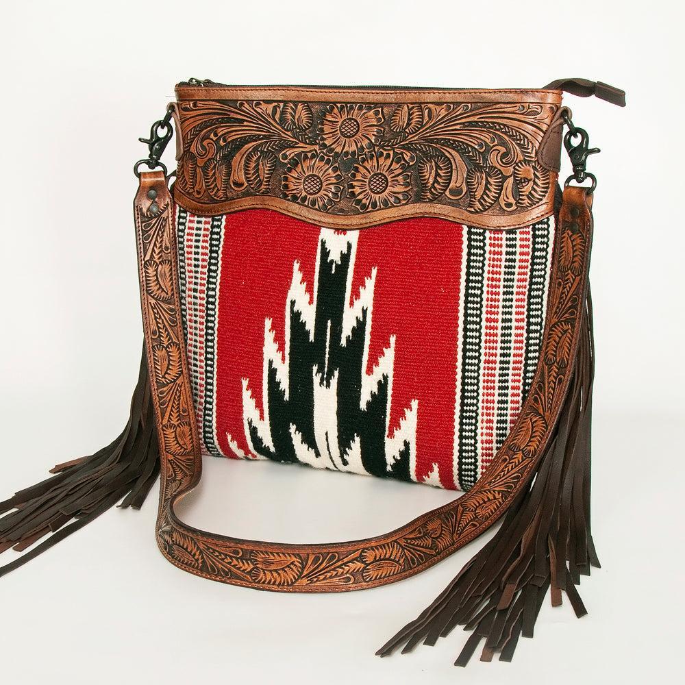 American Darling Hand-Tooled Saddle Blanket Leather Crossbody Bag