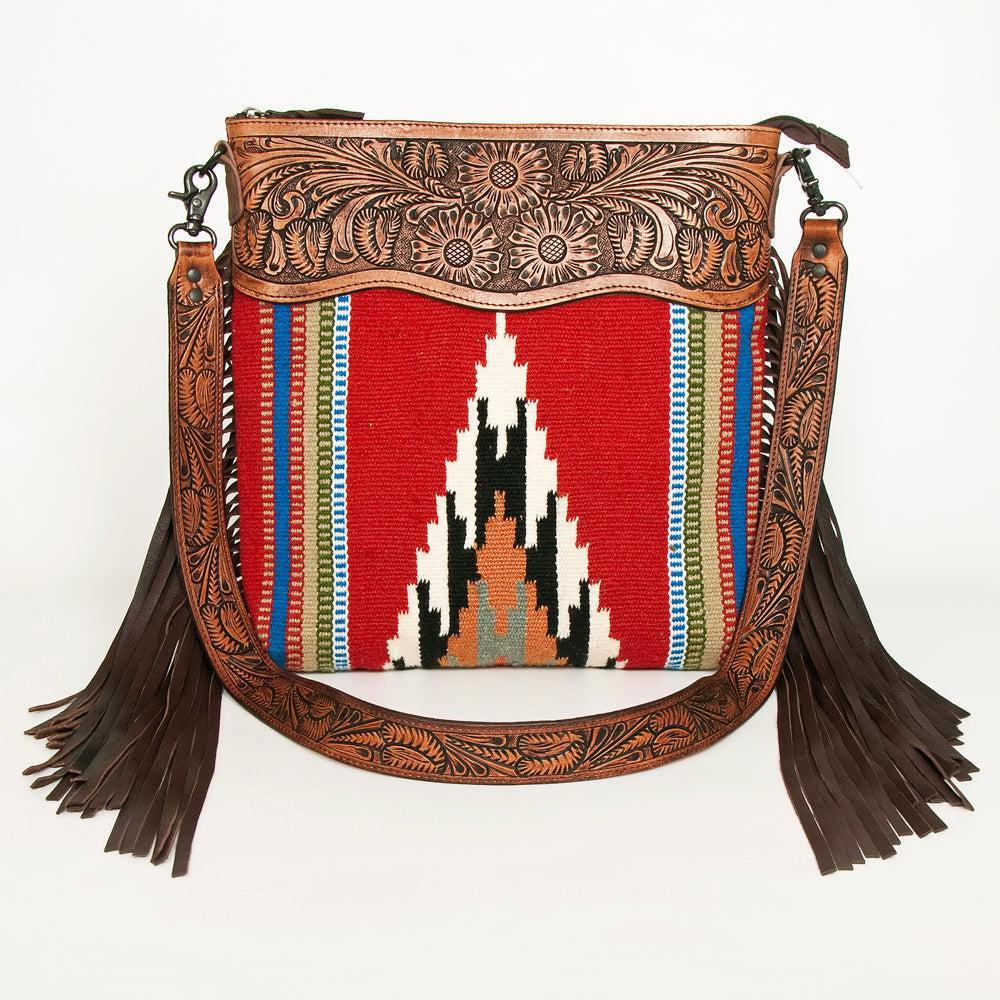 American Darling Hand-Tooled Saddle Blanket Leather Crossbody Bag