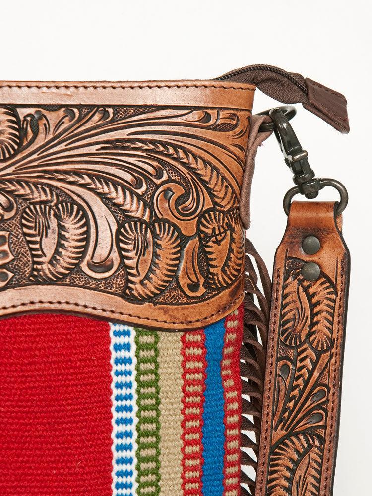 American Darling Hand-Tooled Saddle Blanket Leather Crossbody Bag
