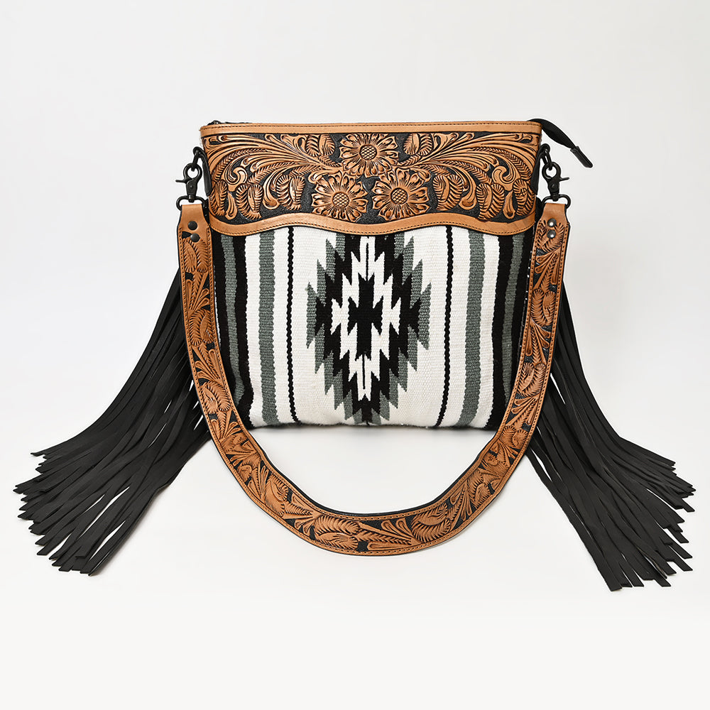 American Darling Hand-Tooled Saddle Blanket Leather Crossbody Bag