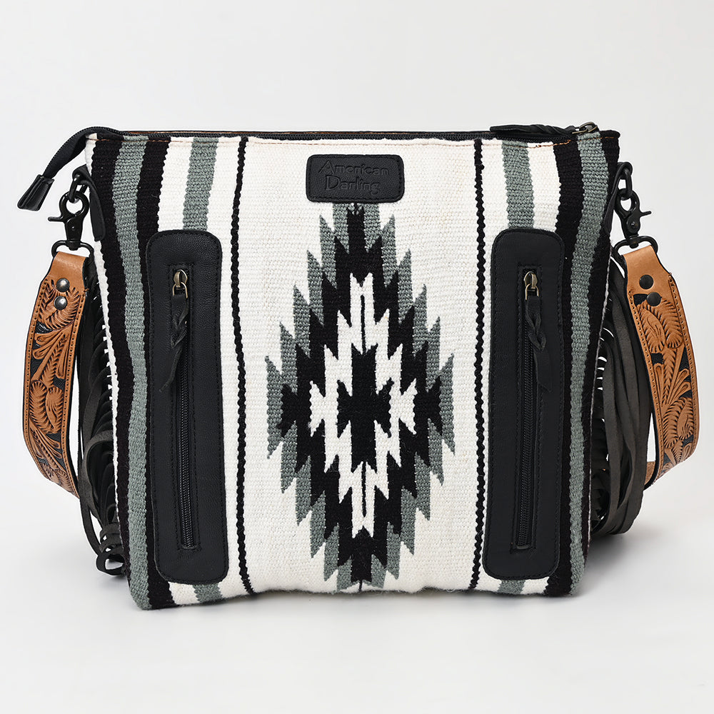 American Darling Hand-Tooled Saddle Blanket Leather Crossbody Bag