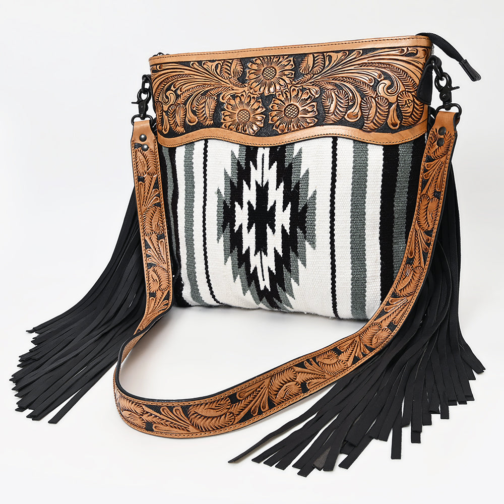 American Darling Hand-Tooled Saddle Blanket Leather Crossbody Bag