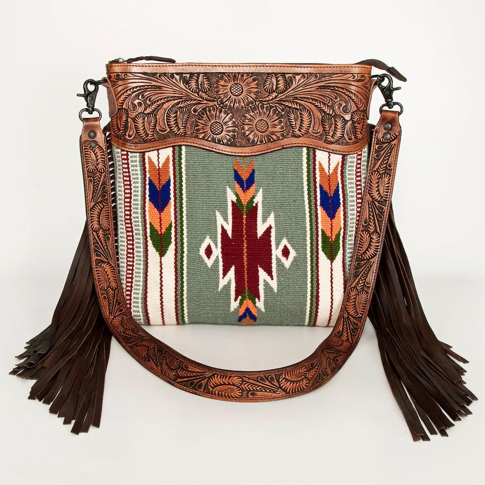 American Darling Hand-Tooled Saddle Blanket Leather Crossbody Bag