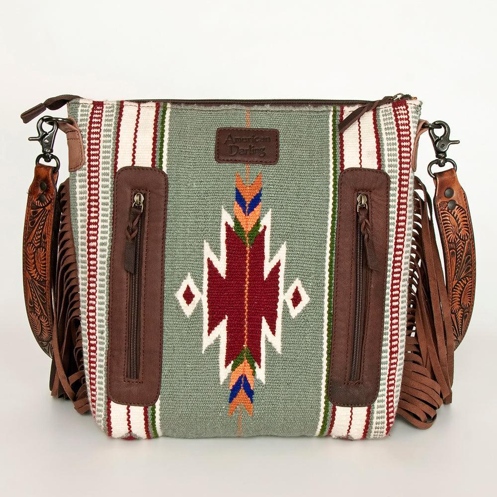 American Darling Hand-Tooled Saddle Blanket Leather Crossbody Bag