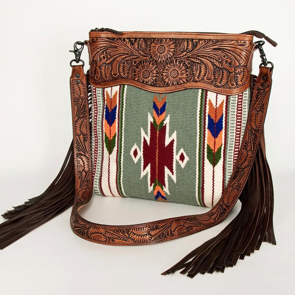 American Darling Hand-Tooled Saddle Blanket Leather Crossbody Bag