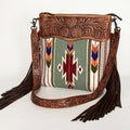 American Darling Hand-Tooled Saddle Blanket Leather Crossbody Bag