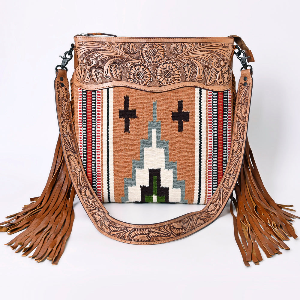American Darling Hand-Tooled Saddle Blanket Leather Crossbody Bag