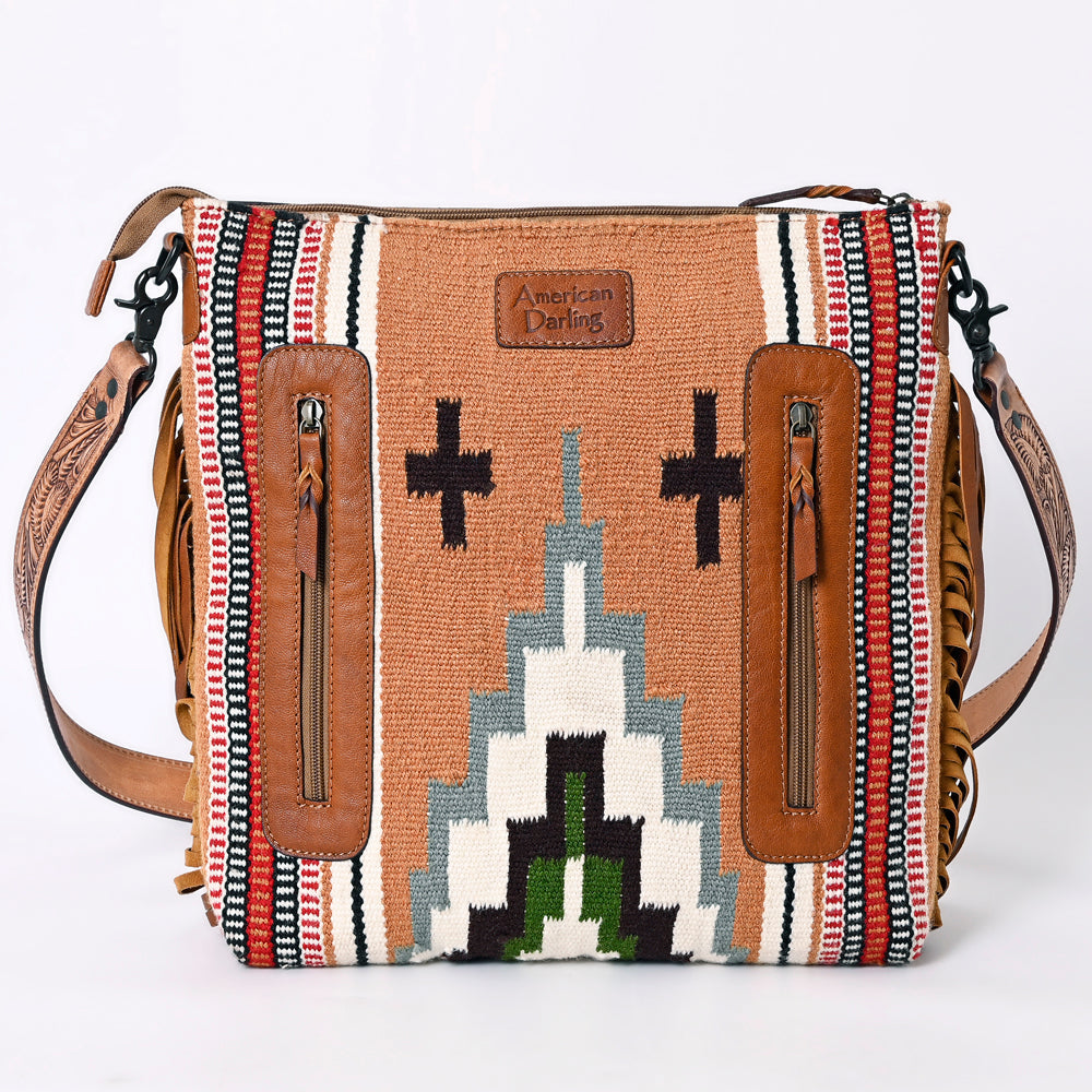American Darling Hand-Tooled Saddle Blanket Leather Crossbody Bag