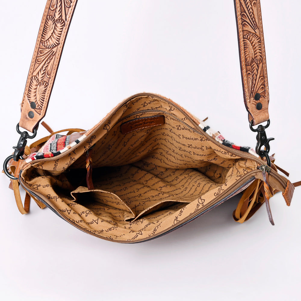 American Darling Hand-Tooled Saddle Blanket Leather Crossbody Bag