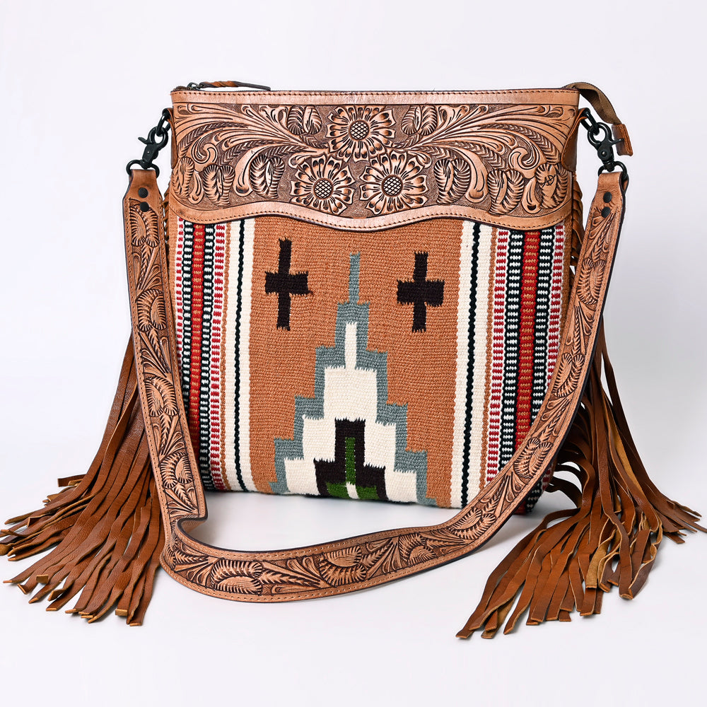 American Darling Hand-Tooled Saddle Blanket Leather Crossbody Bag