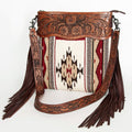 American Darling Hand-Tooled Saddle Blanket Genuine Leather Crossbody Bag