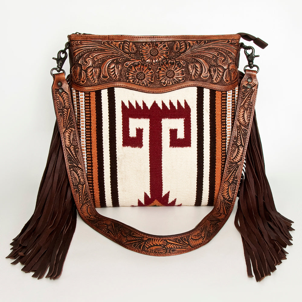 American Darling Hand-Tooled Saddle Blanket Leather Crossbody Bag