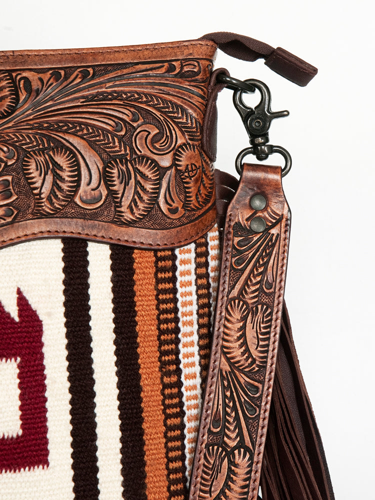 American Darling Hand-Tooled Saddle Blanket Leather Crossbody Bag