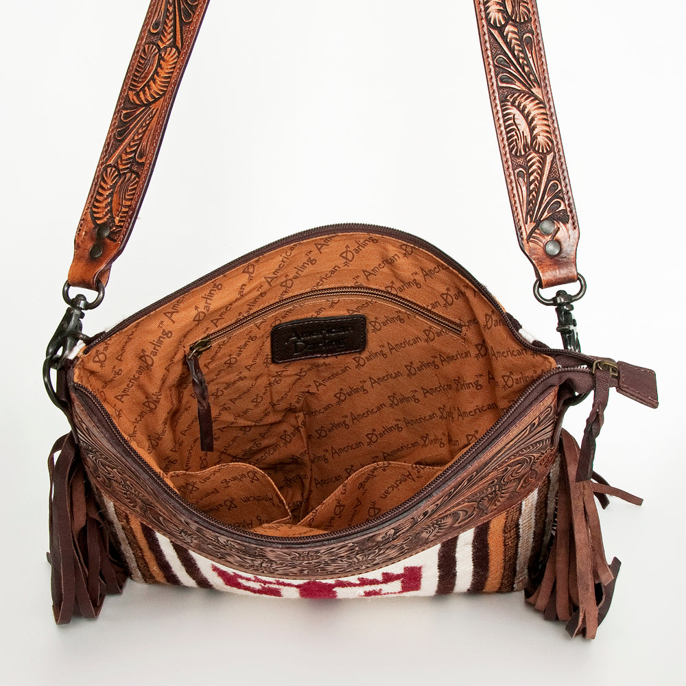American Darling Hand-Tooled Saddle Blanket Leather Crossbody Bag