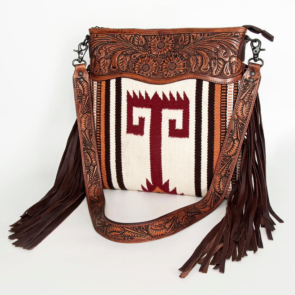 American Darling Hand-Tooled Saddle Blanket Leather Crossbody Bag