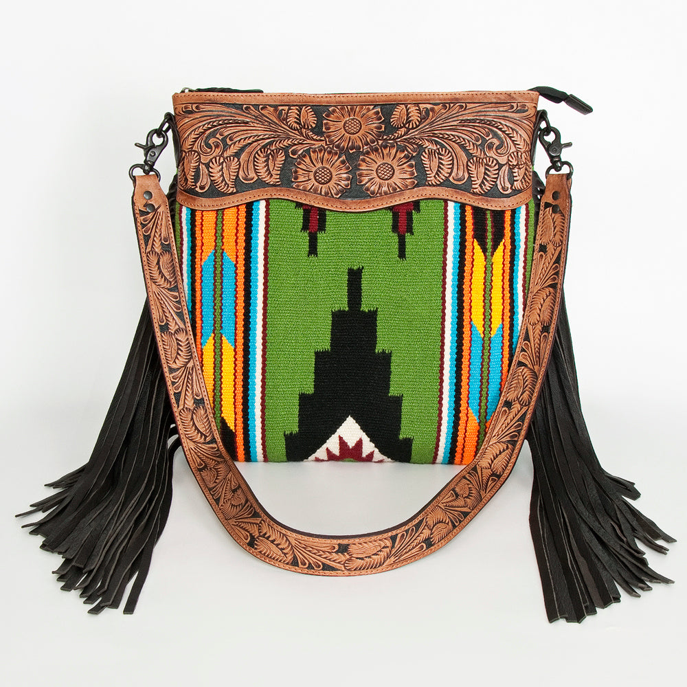 American Darling Hand-Tooled Saddle Blanket Leather Crossbody Bag
