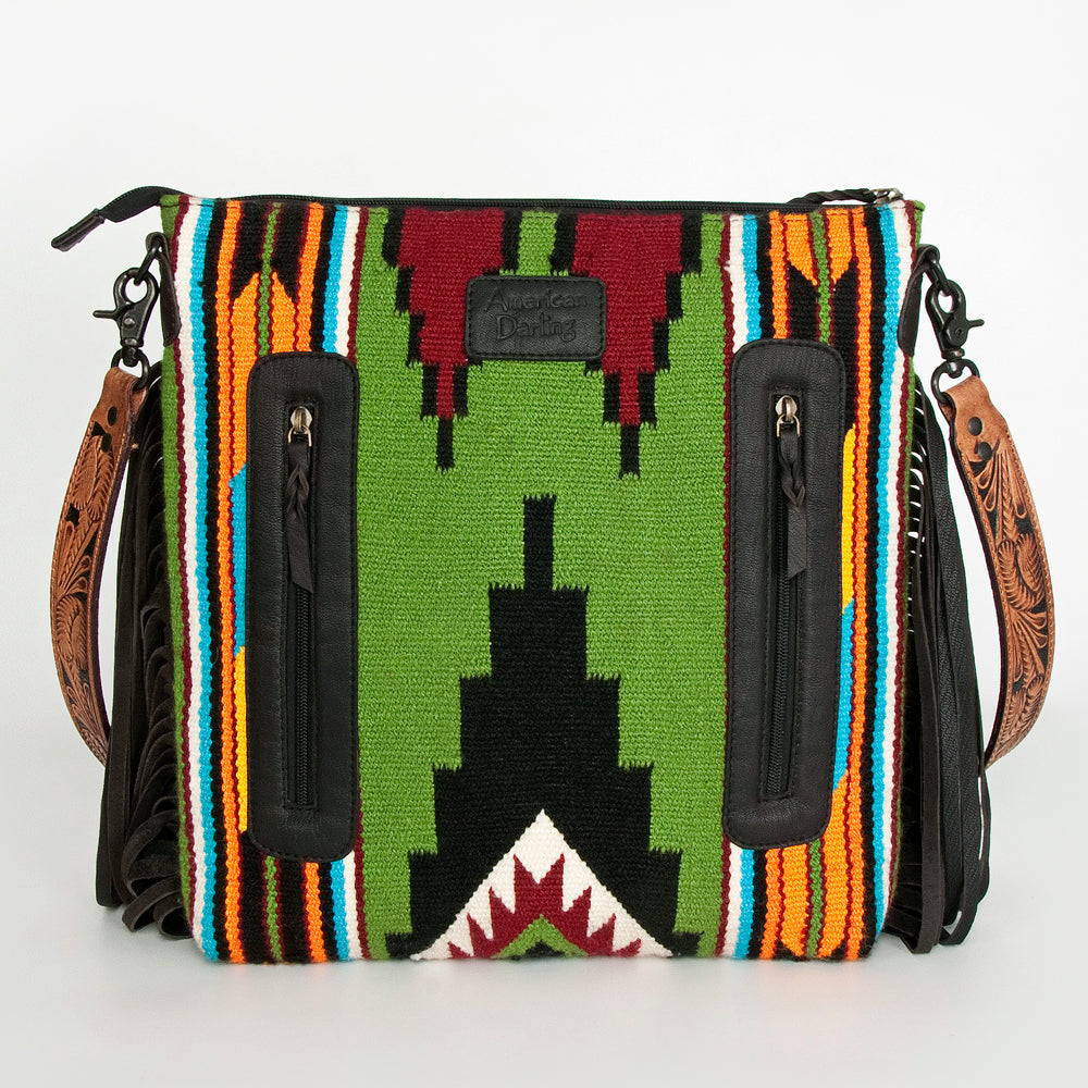 American Darling Hand-Tooled Saddle Blanket Leather Crossbody Bag