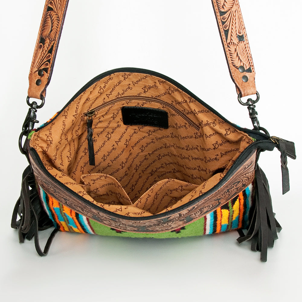 American Darling Hand-Tooled Saddle Blanket Leather Crossbody Bag