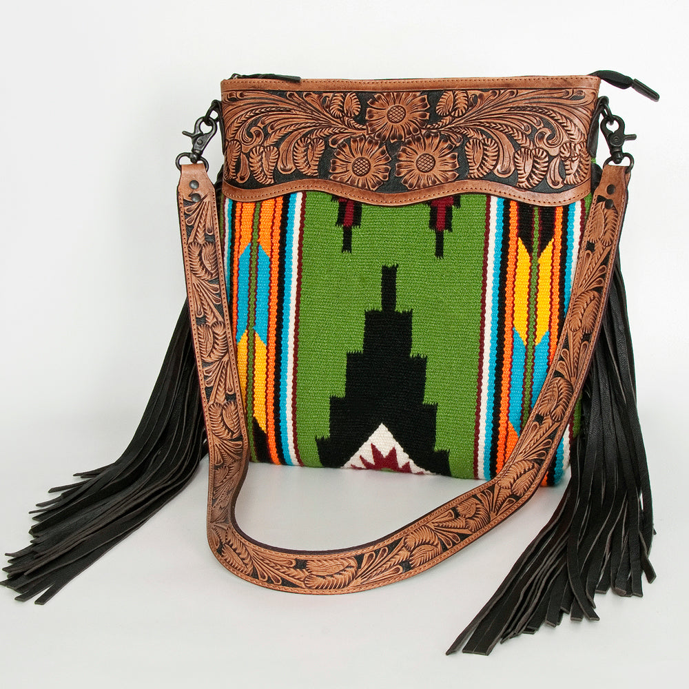 American Darling Hand-Tooled Saddle Blanket Leather Crossbody Bag