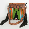 American Darling Hand-Tooled Saddle Blanket Leather Crossbody Bag