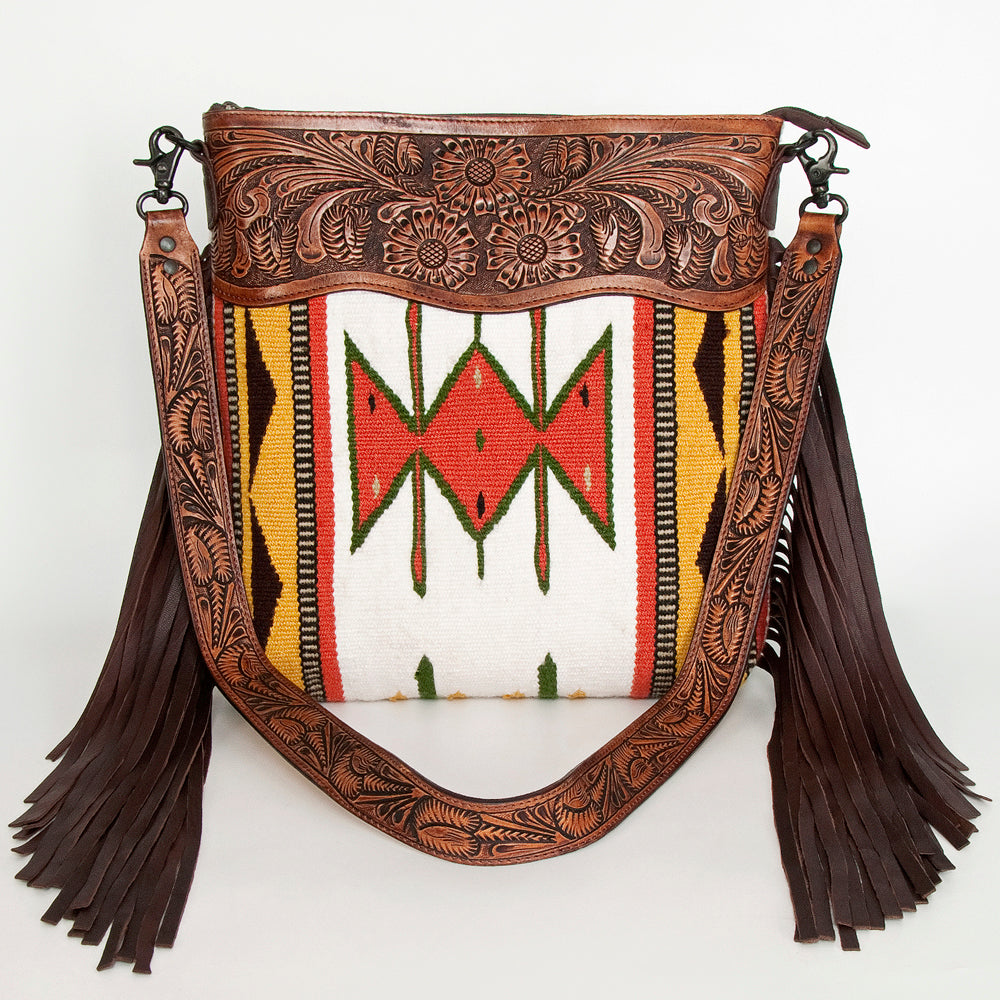 American Darling Hand-Tooled Saddle Blanket Leather Crossbody Bag