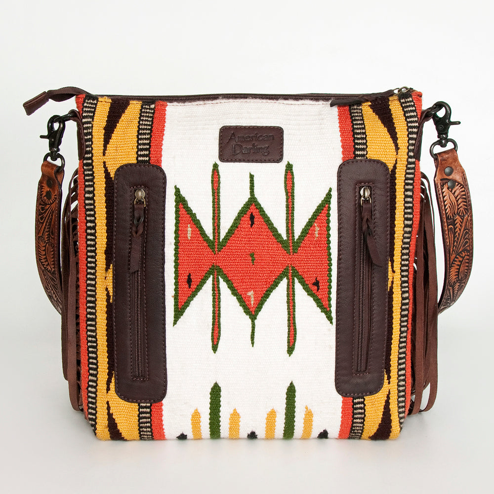 American Darling Hand-Tooled Saddle Blanket Leather Crossbody Bag