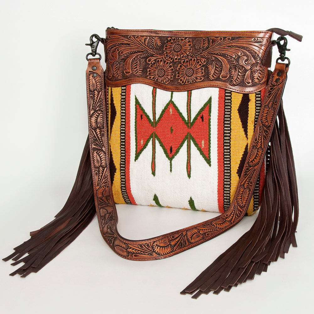 American Darling Hand-Tooled Saddle Blanket Leather Crossbody Bag