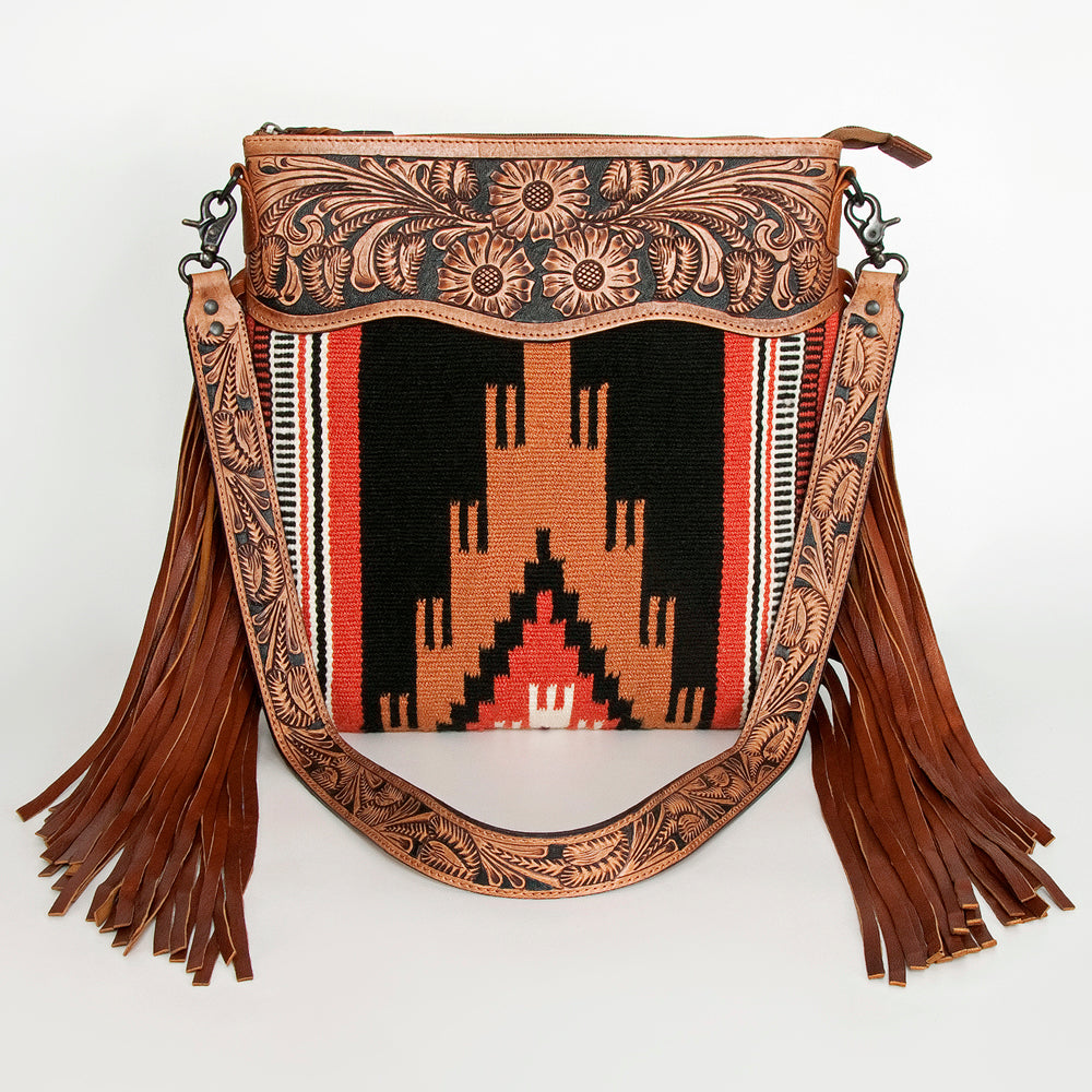 American Darling Hand-Tooled Saddle Blanket Leather Crossbody Bag