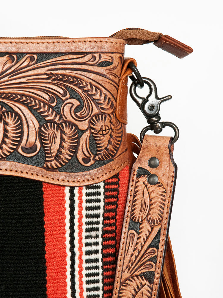 American Darling Hand-Tooled Saddle Blanket Leather Crossbody Bag