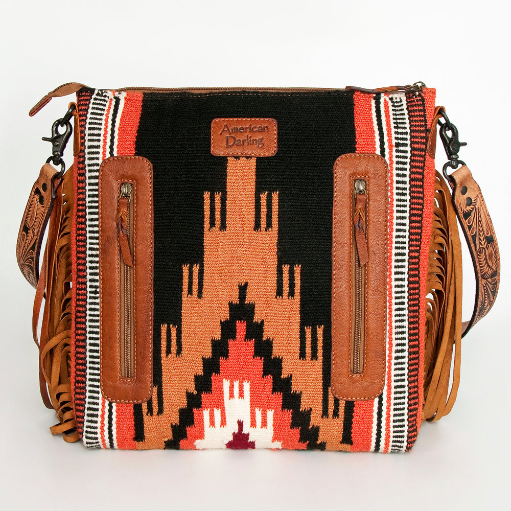 American Darling Hand-Tooled Saddle Blanket Leather Crossbody Bag