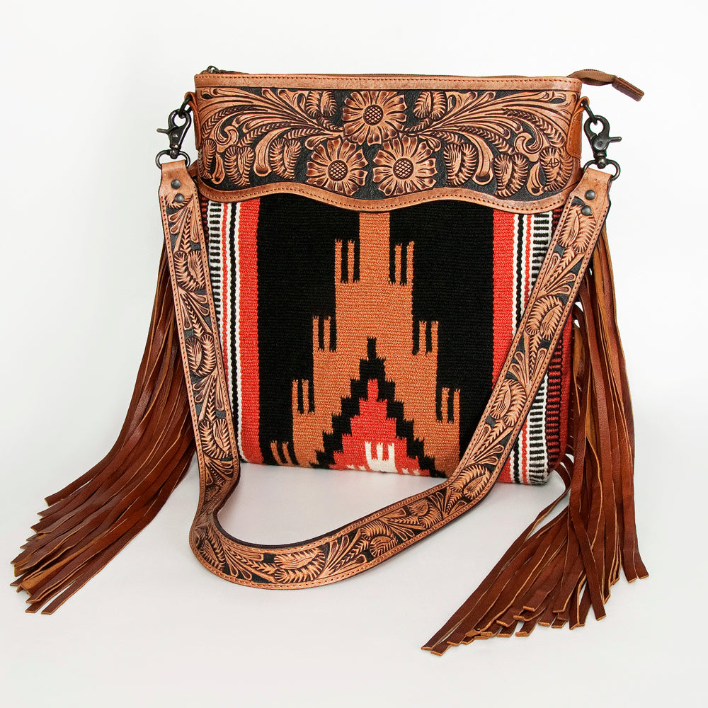 American Darling Hand-Tooled Saddle Blanket Leather Crossbody Bag
