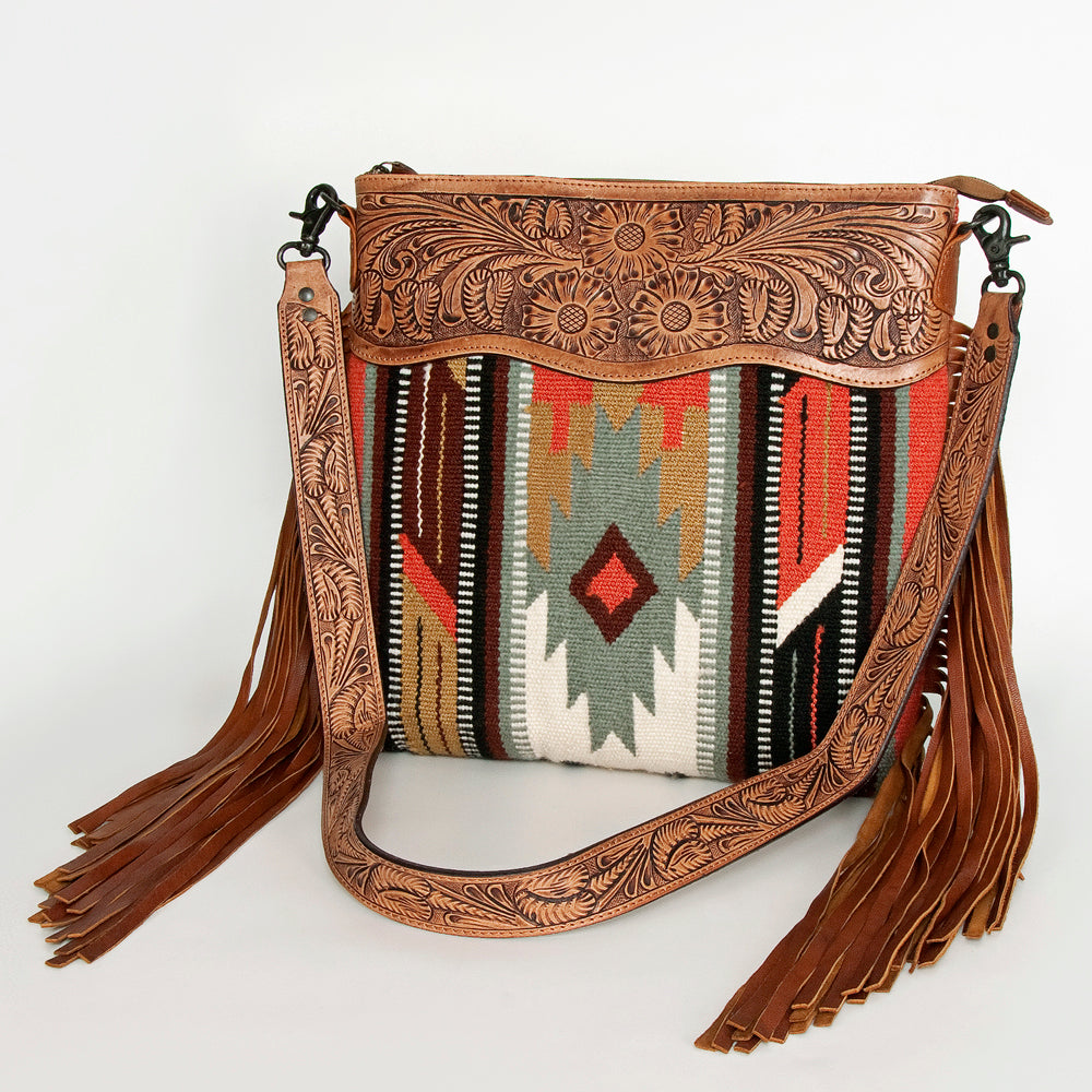 American Darling Hand-Tooled Saddle Blanket Leather Crossbody Bag
