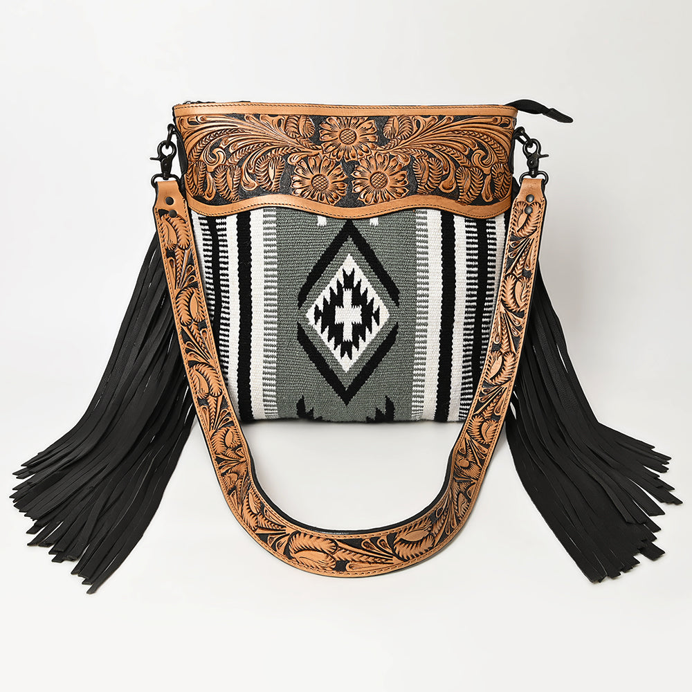 American Darling Hand-Tooled Saddle Blanket Leather Crossbody Bag