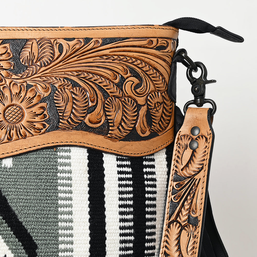 American Darling Hand-Tooled Saddle Blanket Leather Crossbody Bag
