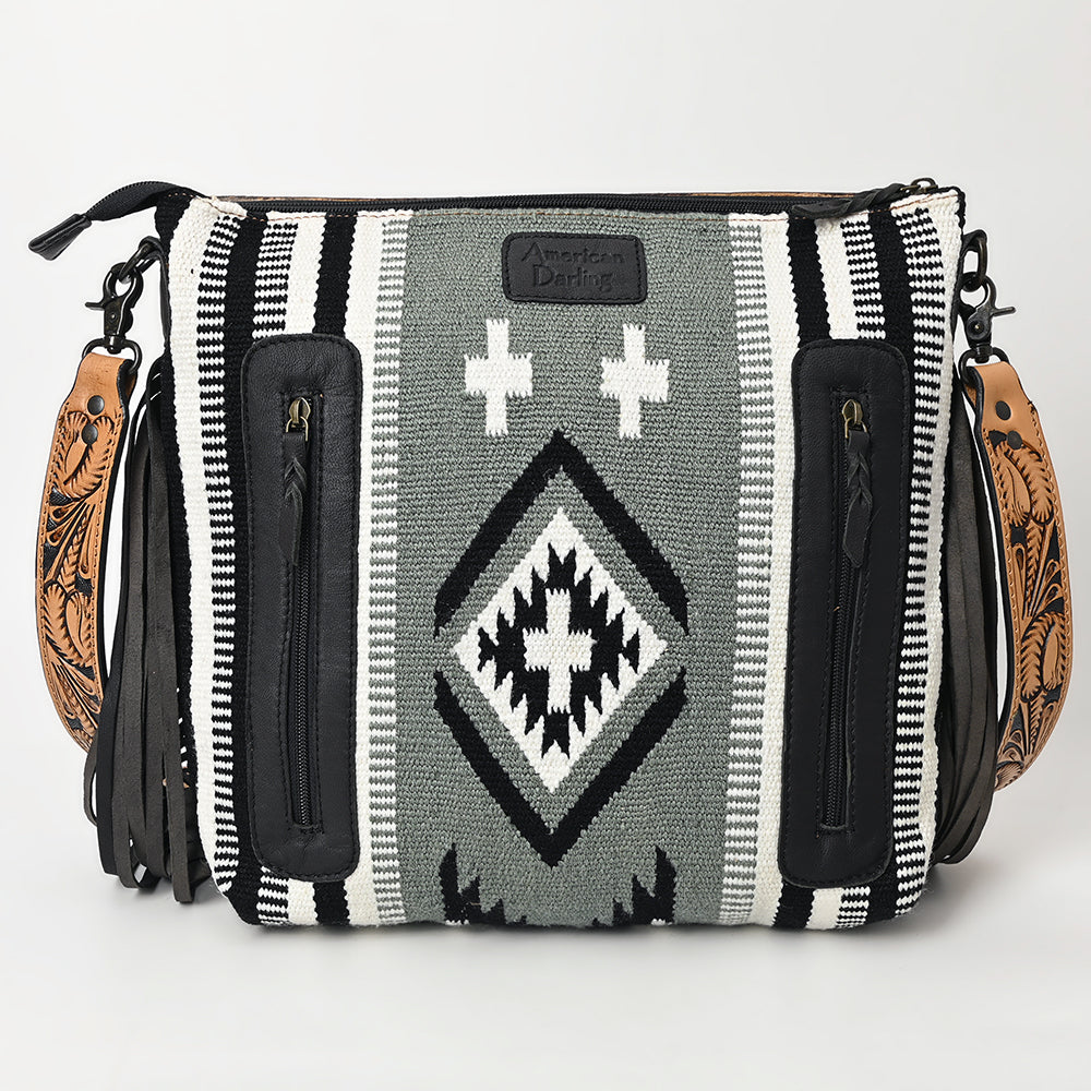 American Darling Hand-Tooled Saddle Blanket Leather Crossbody Bag