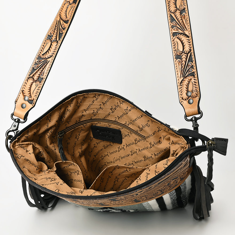 American Darling Hand-Tooled Saddle Blanket Leather Crossbody Bag