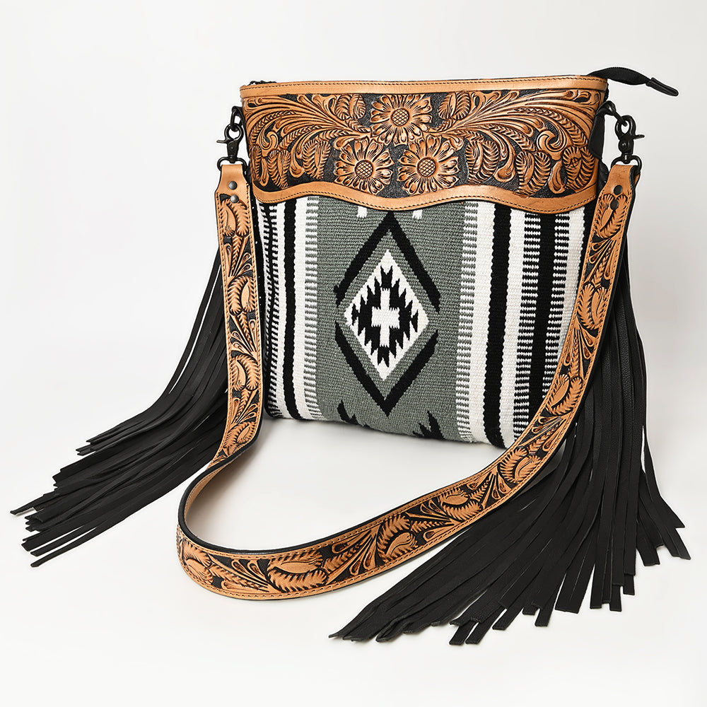 American Darling Hand-Tooled Saddle Blanket Leather Crossbody Bag