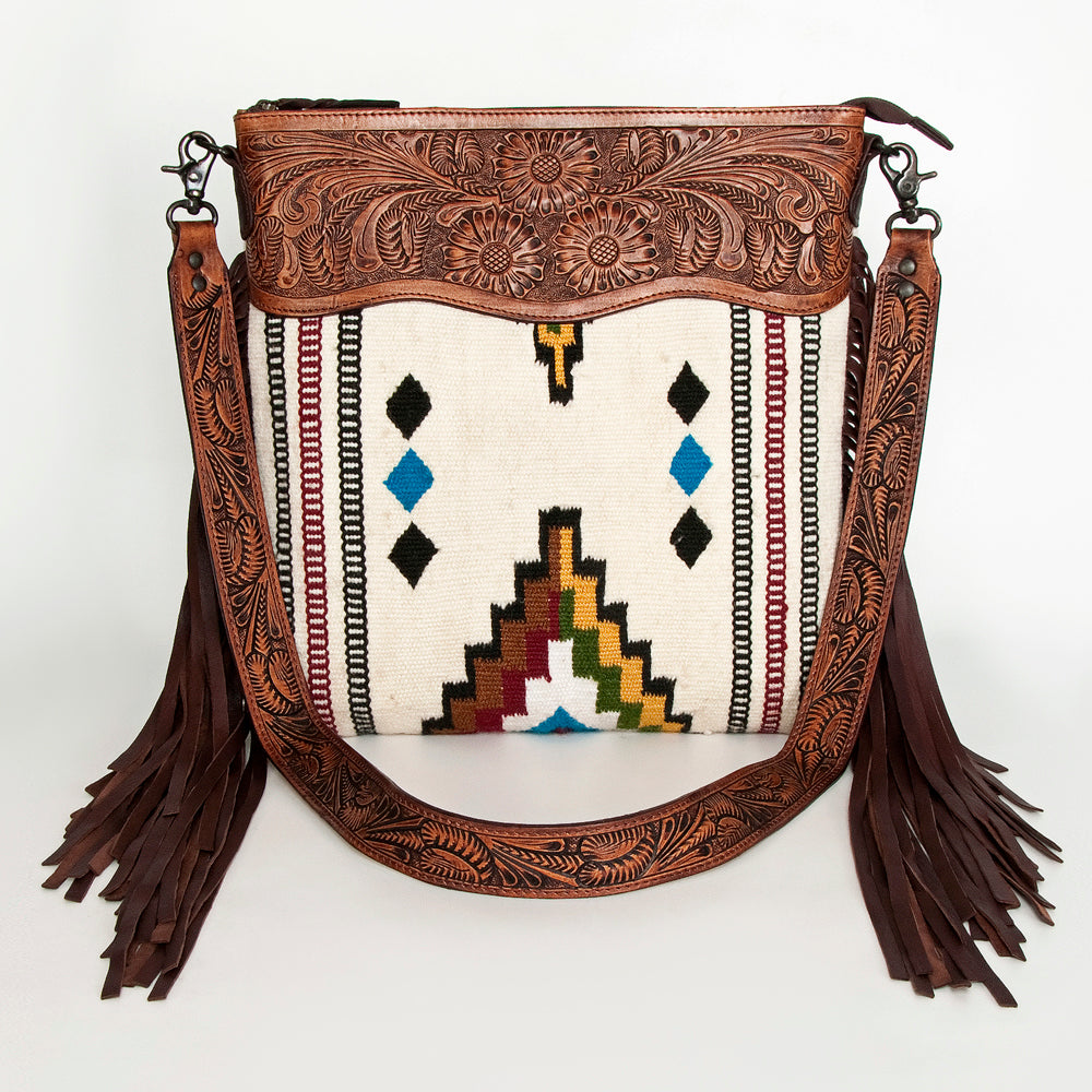 American Darling Hand-Tooled Saddle Blanket Leather Crossbody Bag
