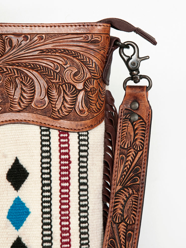 American Darling Hand-Tooled Saddle Blanket Leather Crossbody Bag