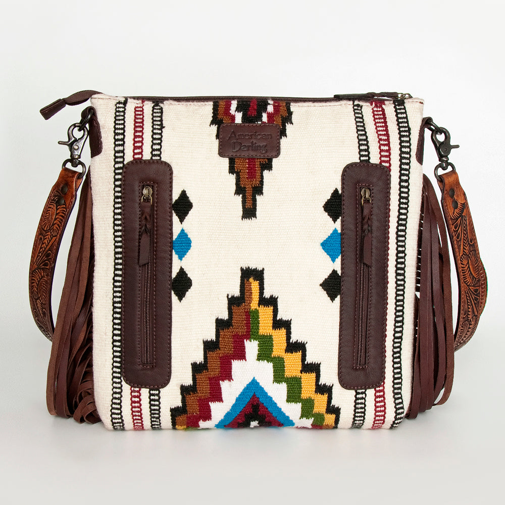American Darling Hand-Tooled Saddle Blanket Leather Crossbody Bag