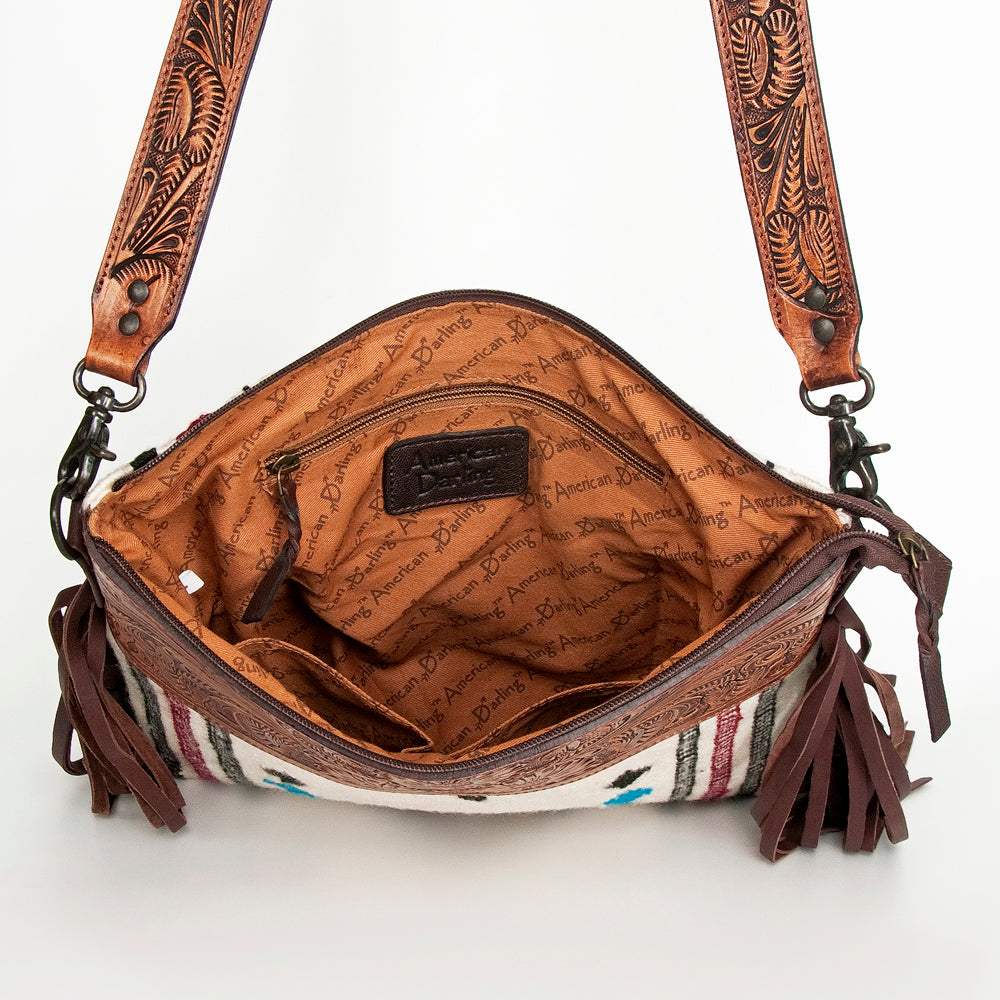 American Darling Hand-Tooled Saddle Blanket Leather Crossbody Bag