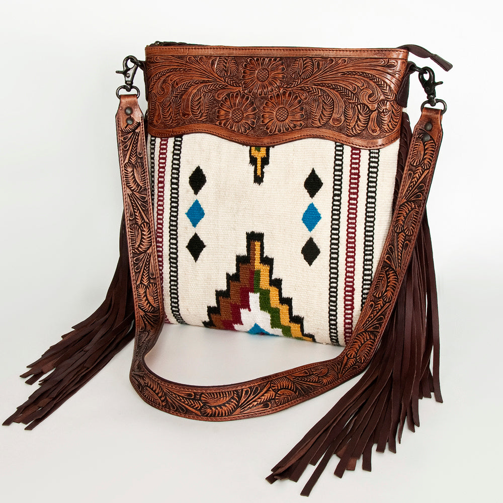 American Darling Hand-Tooled Saddle Blanket Leather Crossbody Bag
