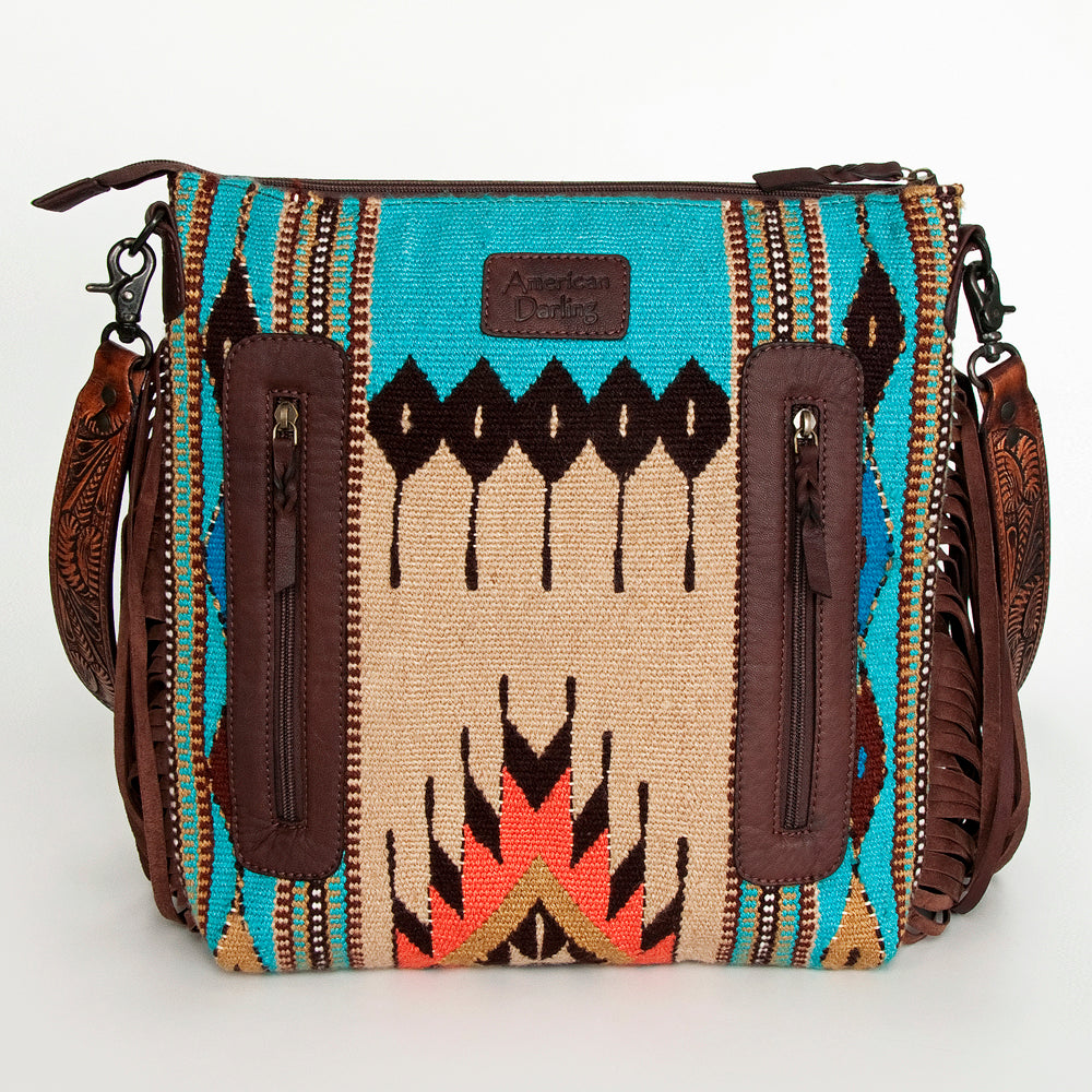 American Darling Hand-Tooled Saddle Blanket Leather Crossbody Bag