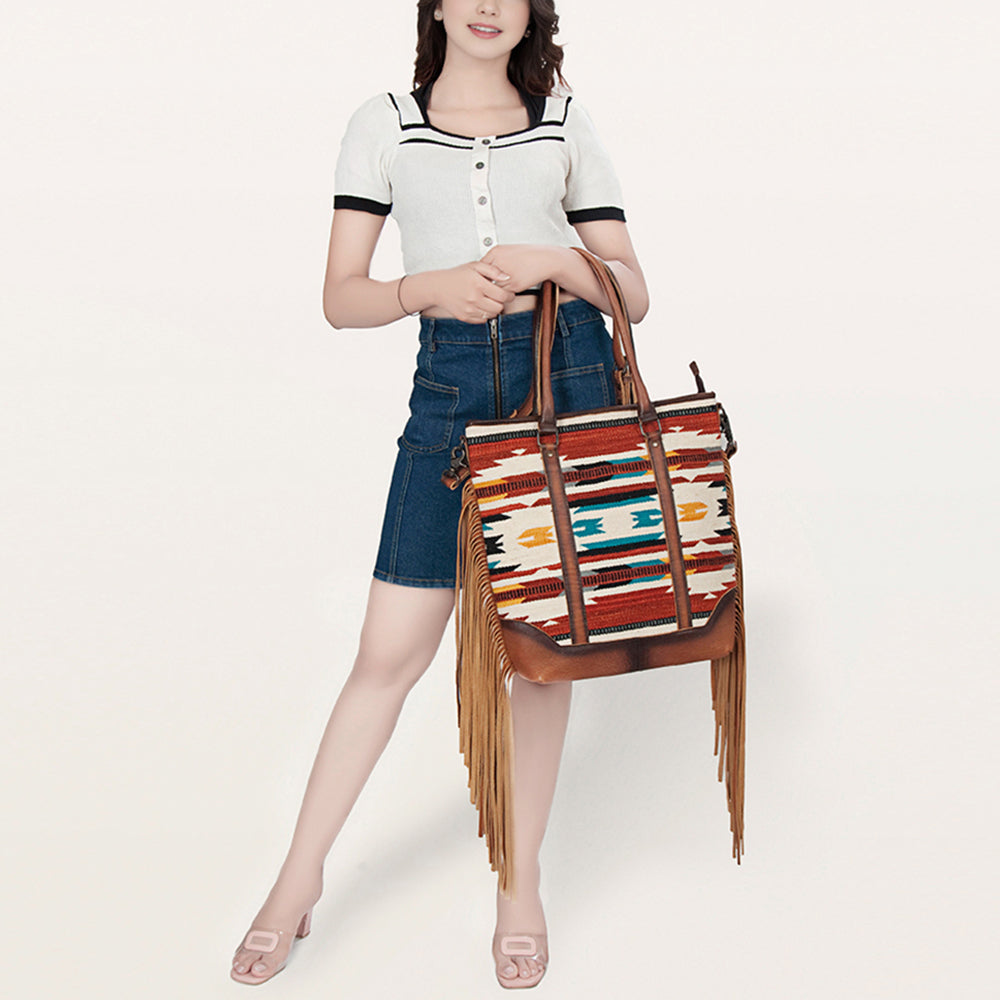 American Darling Women's Tote Bag Western Hair-On Genuine Leather Handbag and Ladies Purse