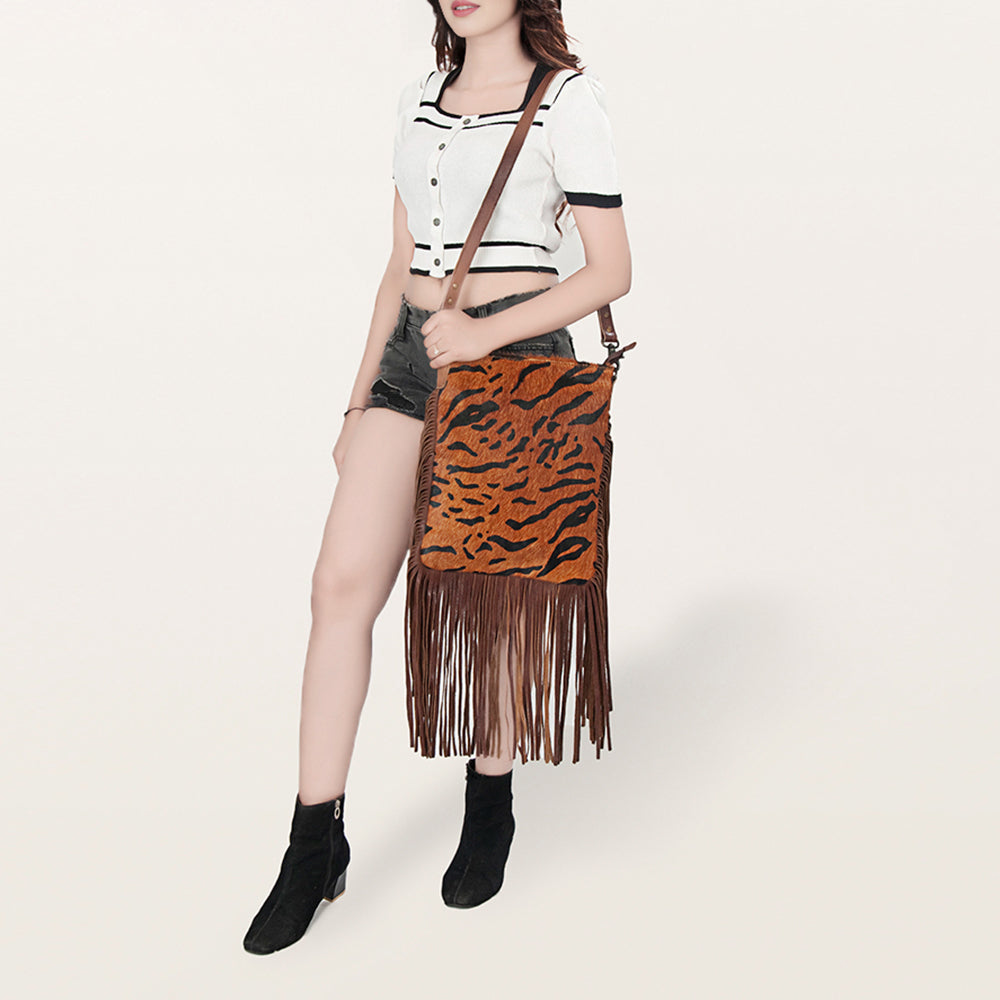 American Darling Messenger Hand Tooled Hair On Genuine Leather Western Women Bag Handbag Purse | Cute