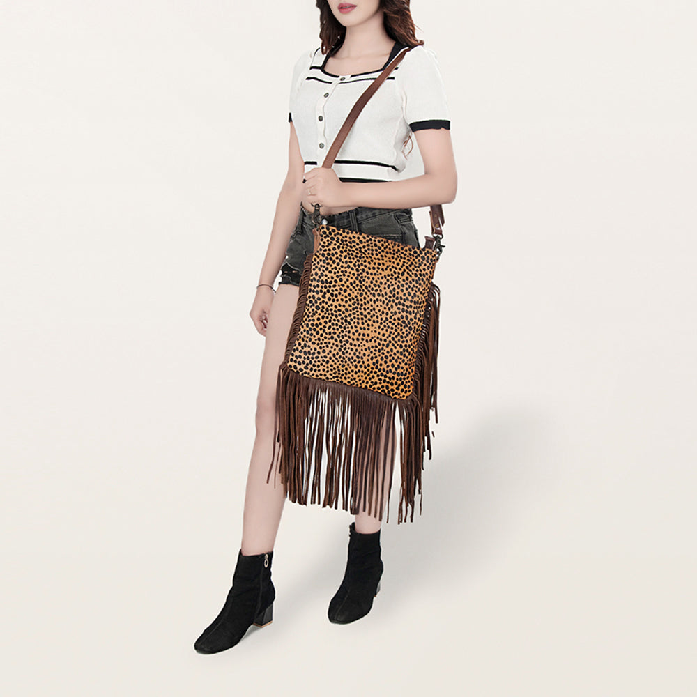 American Darling Messenger Hand Tooled Hair On Genuine Leather Western Women Bag Handbag Purse | Cute