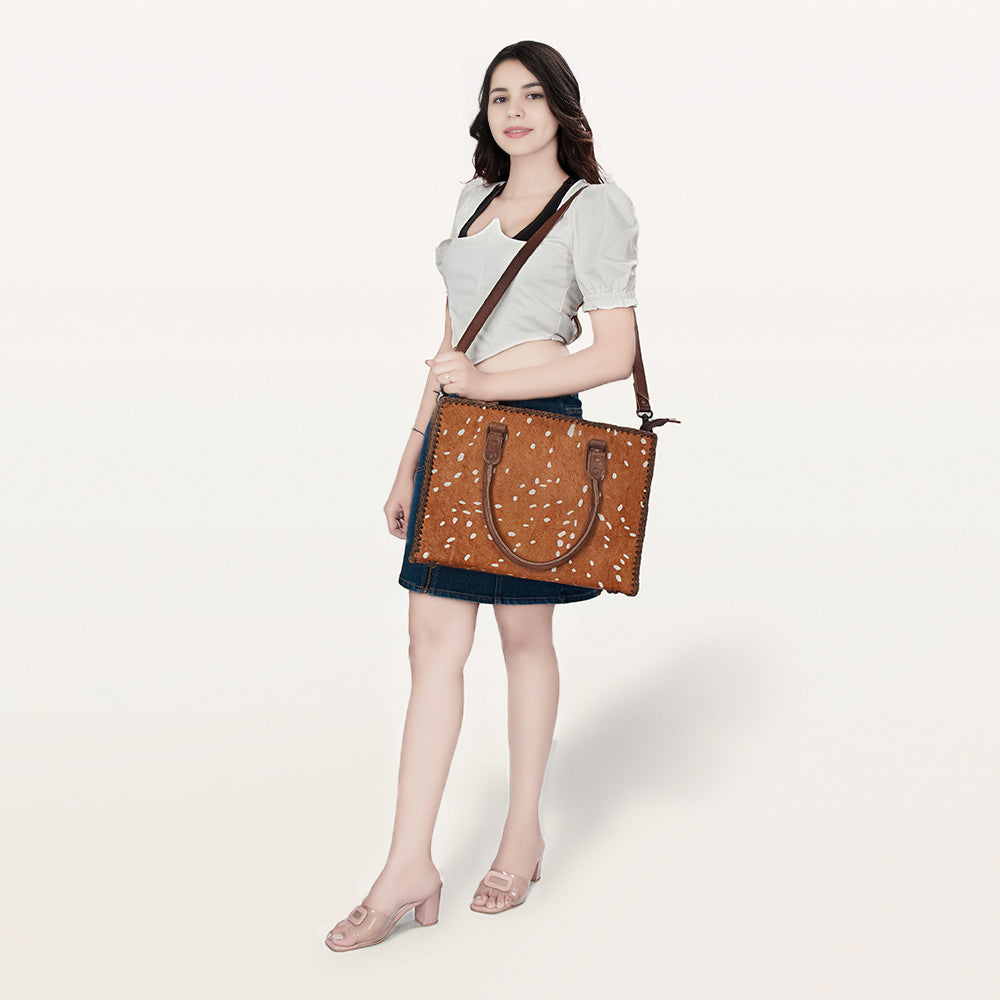 American Darling Briefcase Hair-On Genuine Leather