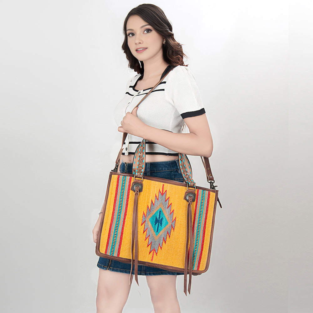 American Darling Saddle Blanket Genuine Leather Tote