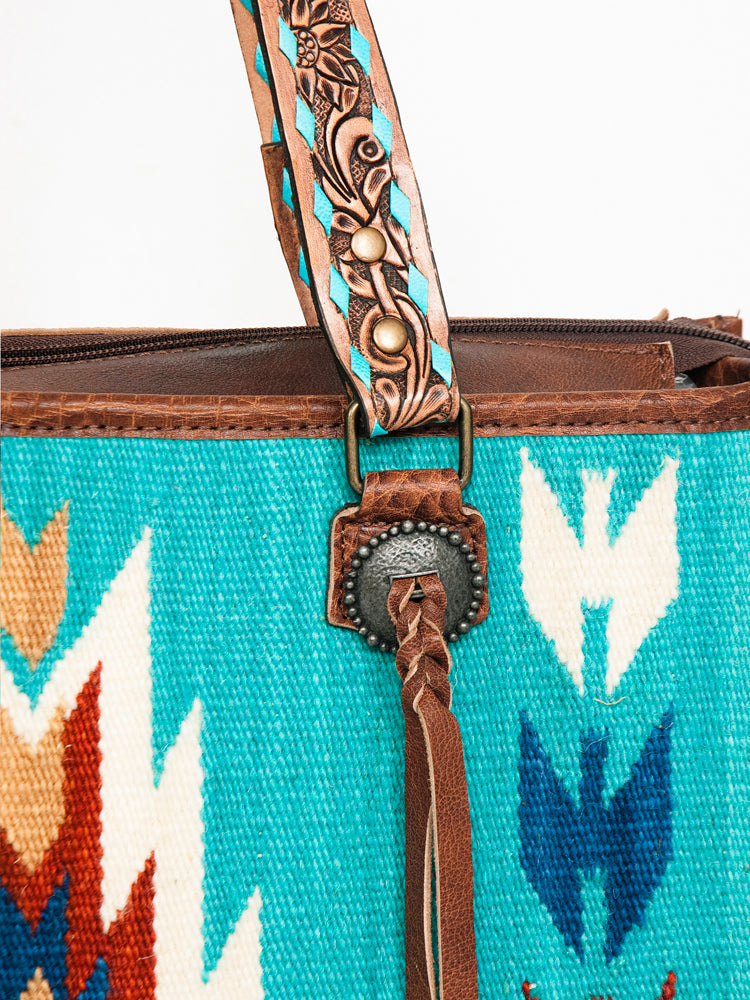 American Darling Saddle Blanket Genuine Leather Tote