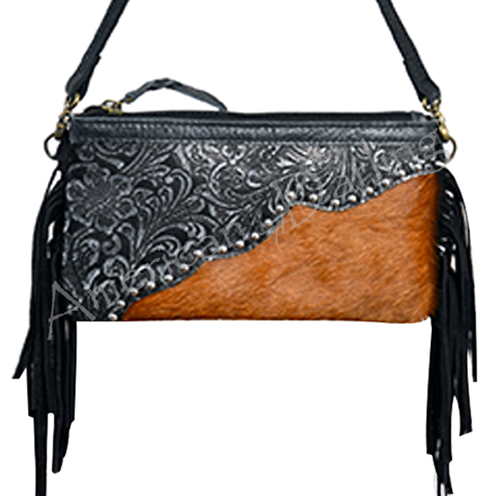 American Darling Cross Body Hand Tooled Hair On-Genuine Leather Western Women Bag Handbag Purse | Crossbody for Cute